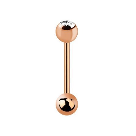 BARRA IN ACCIAIO CHIRURGICO PLACCATO PVD ORO ROSA 16MM -  14MM - 14G - SFERE 6MM