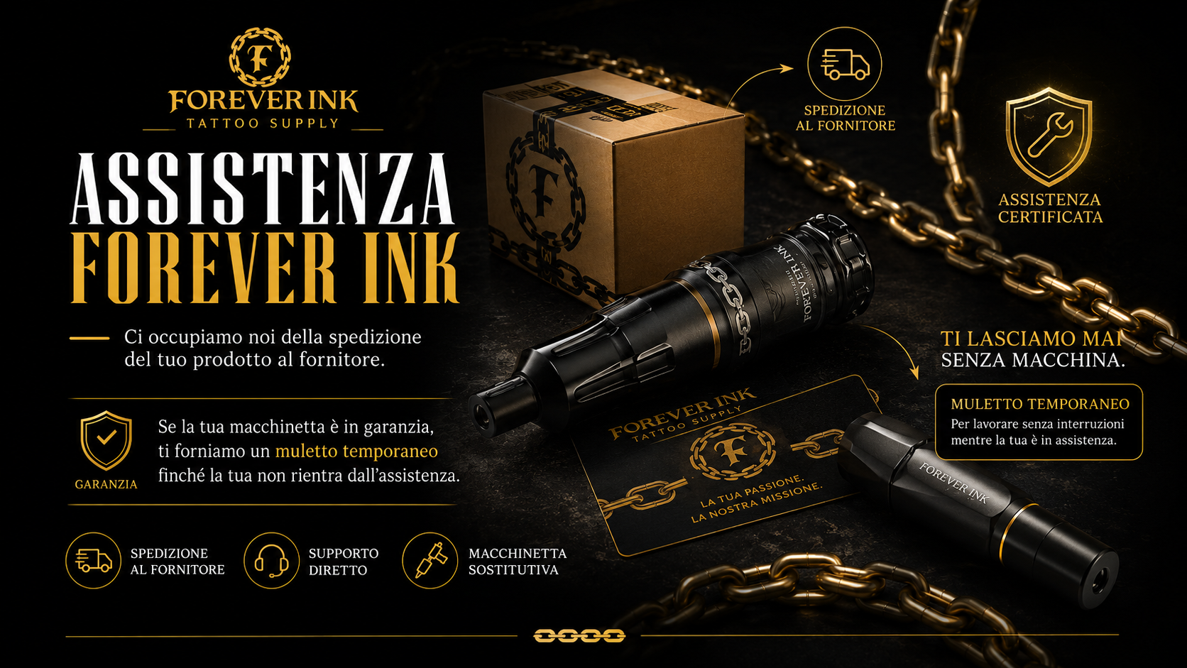 Assistenza Forever Ink per macchinette tattoo in garanzia